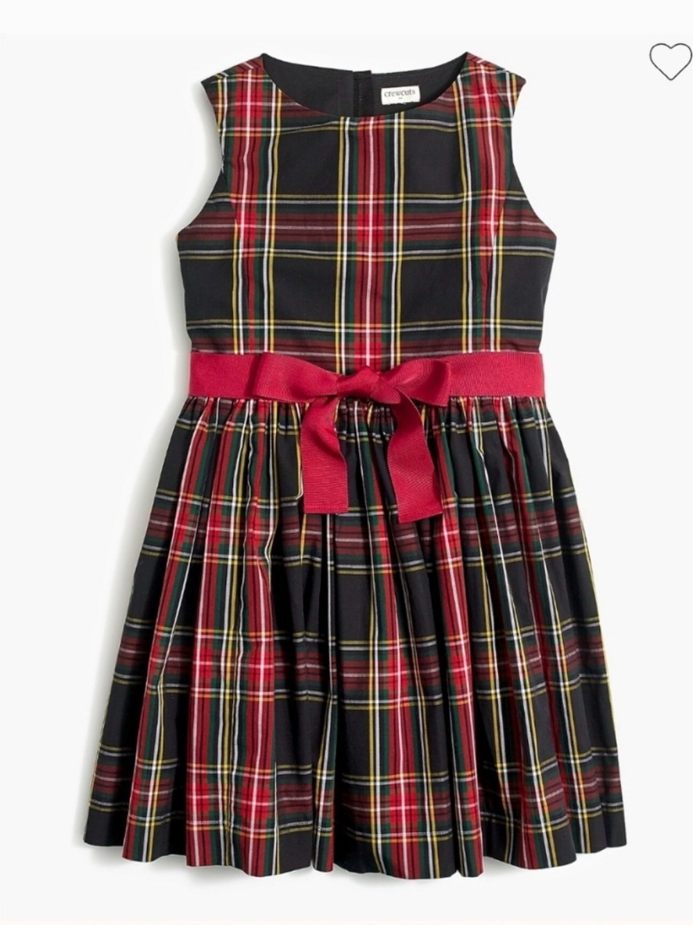 J. Crew Crewcuts Tartan black plaid Dress with red Sash size 12 NWOT